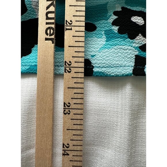 Michael Kors Blue Floral Print Dolman Sleeve Tie Waist Boxy Blouse 2X Lagenlook - Picture 6 of 8